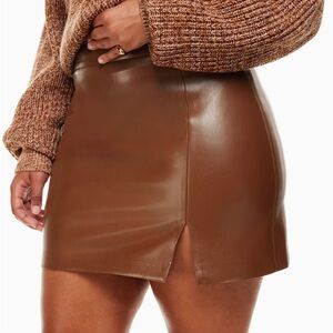Wilfred, Patio Mini Skirt, Vegan Leather, Size 8, Cognac